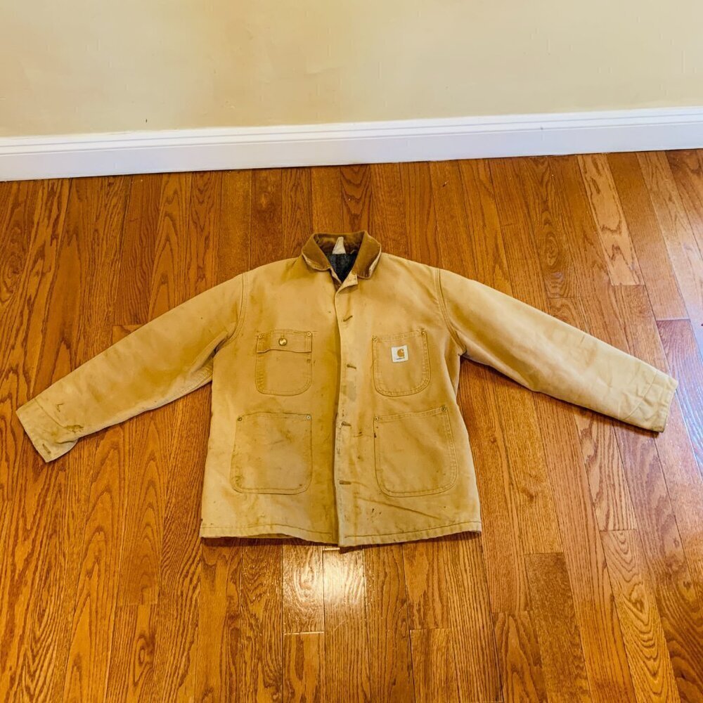 Vintage Distressed Carhartt Blanket Lined Chore Jacket Coat Size Large - Picture 16 of 16
